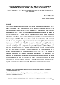 161 PERFIL DOS USUÁRIOS DO CENTRO DE ATENÇÃO