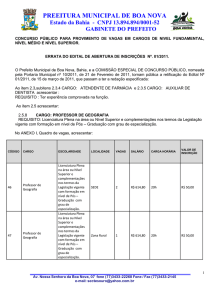 Errata do Edital de Abertura de Inscrições N