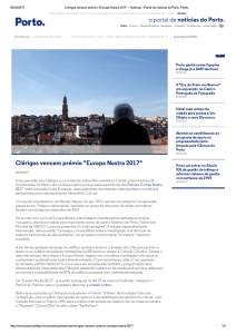Clérigos vencem prémio "Europa Nostra 2017" o portal de notícias
