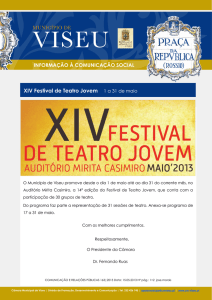 XIV Festival de Teatro Jovem 1 a 31 de maio