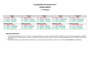 Calendário de provas 1º trim. - Colégio Sinodal Gustavo Adolfo