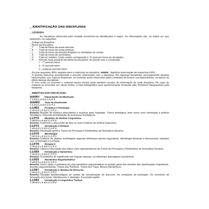 Ementa: As disciplinas