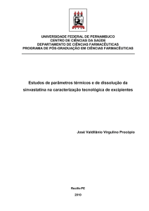 Estudos de parâmetros térmicos e de dissolução da sinvastatina na