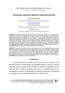 Fisioterapia aplicada à Medicina Veterinária-Revisão