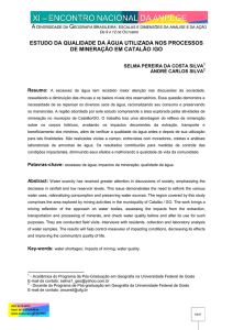 estudo da qualidade da água utilizada nos processos