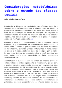 Considerações metodológicas sobre o estudo das classes sociais