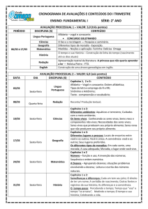 Calendário de Avaliações P2 - I Trimestre ( 2º Ano )