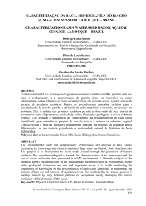 caracterização da bacia hidrográfica do riacho açaizal em senador