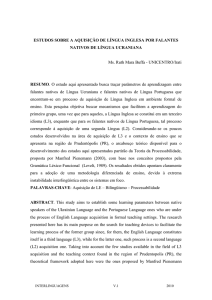 ESTUDOS SOBRE A AQUISIÇÃO DE LÍNGUA INGLESA POR