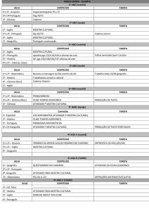 TAREFA DIÁRIA - QUARTA 1º ANO (manhã) AULA CONTEÚDO