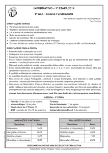 INFORMATIVO – 3ª ETAPA/2014 6º Ano – Ensino Fundamental