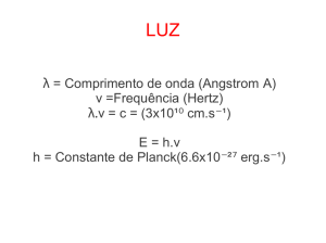 λ = Comprimento de onda (Angstrom А) ν =Frequência (Hertz) λ.ν