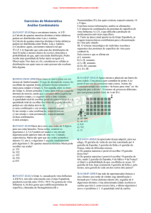 Exercícios de Matemática Análise Combinatória