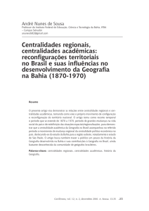 Centralidades regionais, centralidades acadêmicas