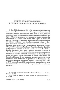 manuel gonçalves cerejeira e os estudos humanísticos em portugal