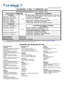 Conteúdos das Avaliações (6º ano)