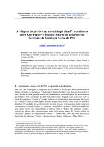 A “disputa do positivismo na sociologia alemã”: o confronto entre