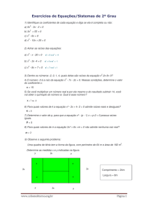 Exercícios de Equações/Sistemas de 2º Grau