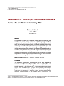 Hermenêutica, Constituição e autonomia do Direito