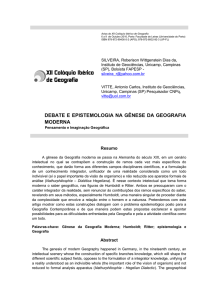 DEBATE E EPISTEMOLOGIA NA GÊNESE DA GEOGRAFIA