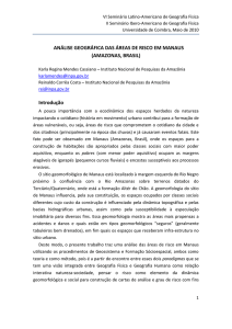 ANÁLISE GEOGRÁFICA DAS ÁREAS DE RISCO EM MANAUS