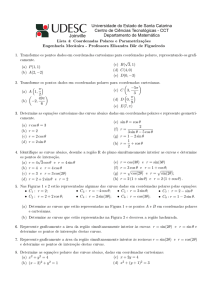 Lista 4: Coordenadas Polares e Parametrizações Engenharia