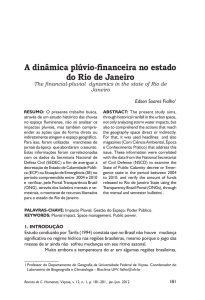 A dinâmica plúvio-financeira no estado do Rio de Janeiro