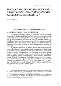 SINTAXE DA FRASE SIMPLES EM CANTONENSE: COMPARAÇÃO