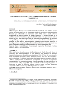 O PROCESSO DE INDUSTRIALIZAÇÃO BRASILEIRO