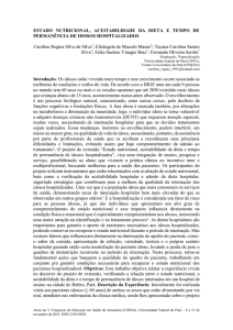 estado nutricional, aceitabilidade da dieta e