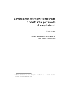 Considerações sobre gênero: reabrindo o debate sobre patriarcado