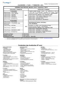 Conteúdos das Avaliações (8º ano)