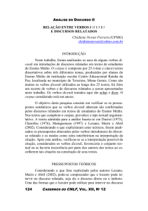 relação entre verbos dicendi e discursos relatados