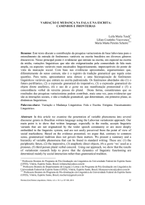 VARIAÇÃO E MUDANÇA NA FALA E NA ESCRITA: CAMINHOS E