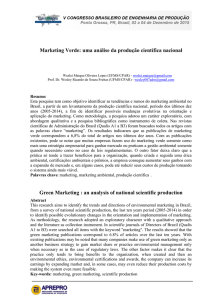 Marketing Verde: uma análise da produção científica