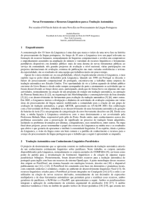 Novas Ferramentas e Recursos Linguísticos para a Tradução