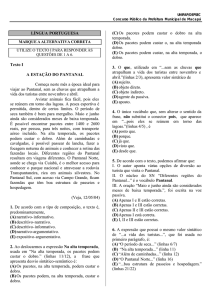 LÍNGUA PORTUGUESA Texto I A ESTAÇÃO DO PANTANAL