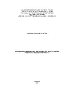 a interdisciplinaridade e o dialogismo nas manifestações