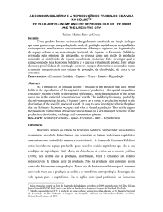 a economia solidária e a reprodução do trabalho e