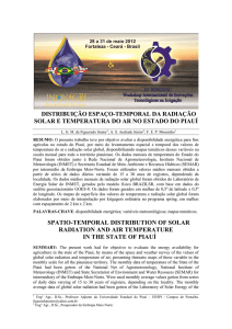 DISTRIBUIÇÃO ESPAÇO-TEMPORAL DA RADIAÇÃO SOLAR E