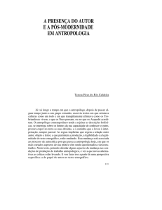 a presença do autor e a pós-modernidade em antropologia