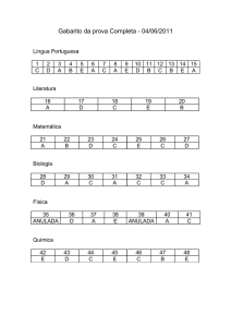 Gabarito da prova Completa - 04/06/2011