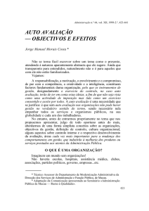 AUTO AVALIAÇÃO — OBJECTIVOS E EFEITOS