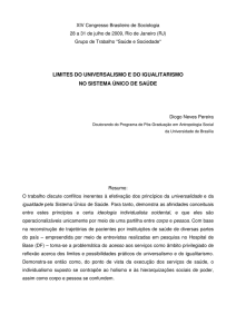 LIMITES DO UNIVERSALISMO E DO IGUALITARISMO NO