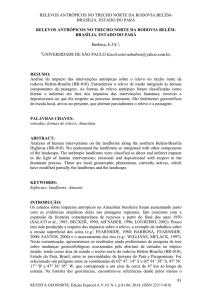 relevos antrópicos no trecho norte da rodovia belém