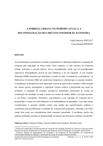 a pobreza urbana no período atual e a reconfiguração do circuito