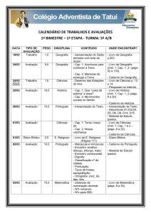 calendário de trabalhos e avaliações 1º bimestre – 1ª etapa