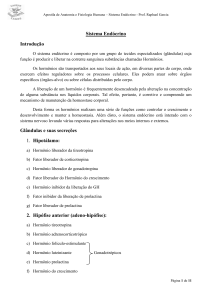 Sistema Endócrino Introdução Glândulas e suas secreções 1