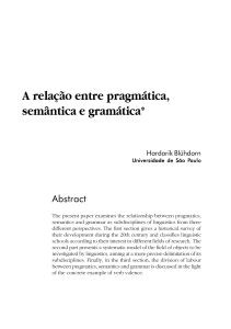 A relação entre pragmática, semântica e gramática*