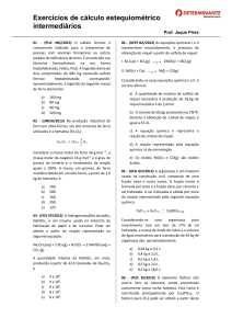 Exercícios de cálculo estequiométrico intermediários